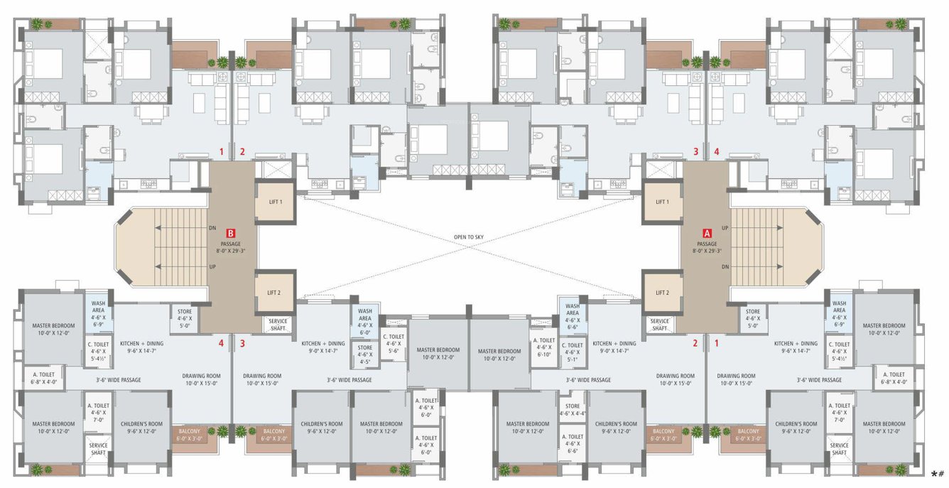 shivanta Block A And B Cluster Plan From 1st To 10th Floor