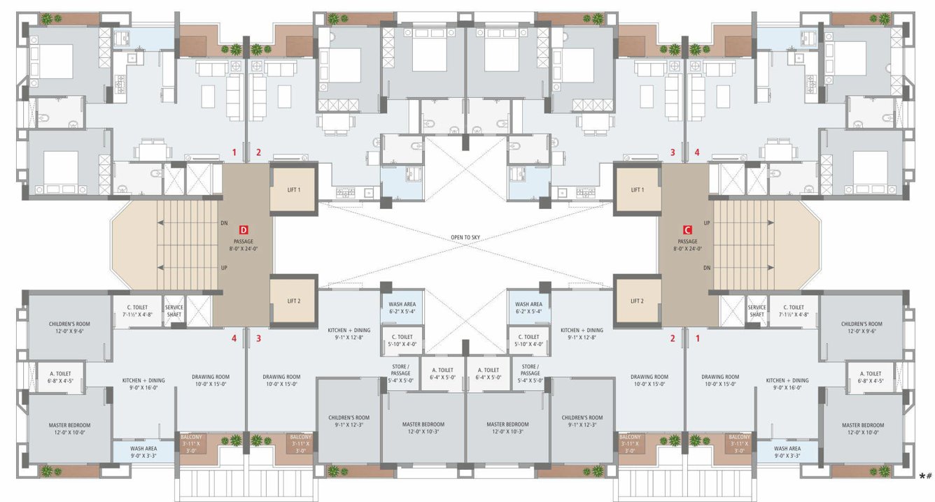 shivanta Block C And D Cluster Plan From 1st To 10th Floor