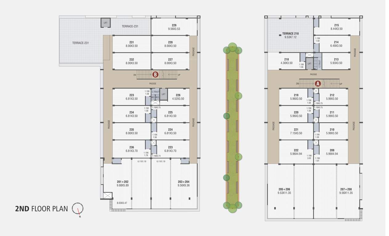  adalaj trade center A, B Cluster Plan For 2nd Floor