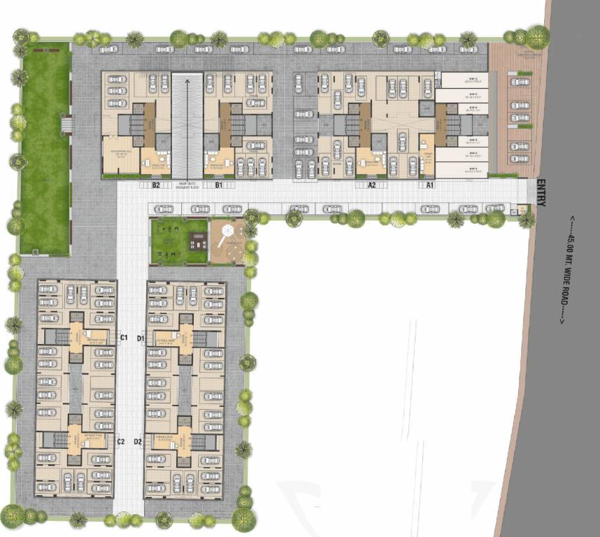 hari luxuria Building A1,A2,B1,B2,C1,C2,D1,D2 Cluster Plan For Ground Floor