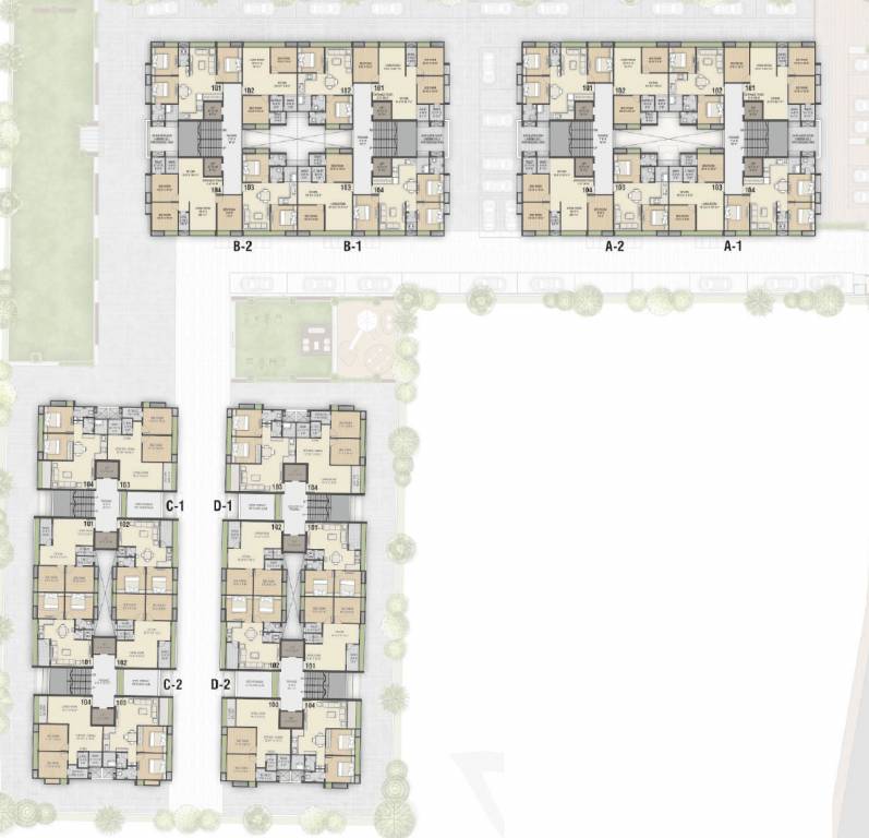 hari luxuria Building A1,A2,B1,B2,C1,C2,D1,D2 Cluster Plan For Typical