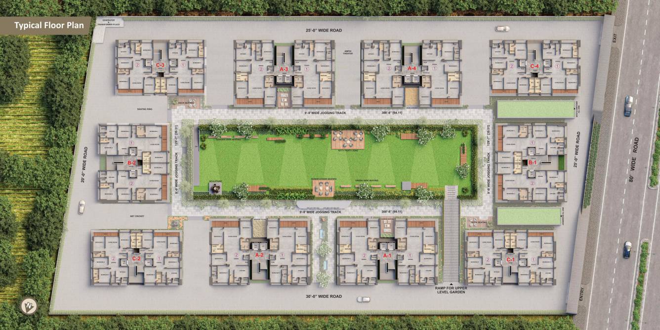  happy astoria A1,A2,A3,A4,B1,B2,C1,C2,C3,C4 Cluster Plan For Typical Floor Plan