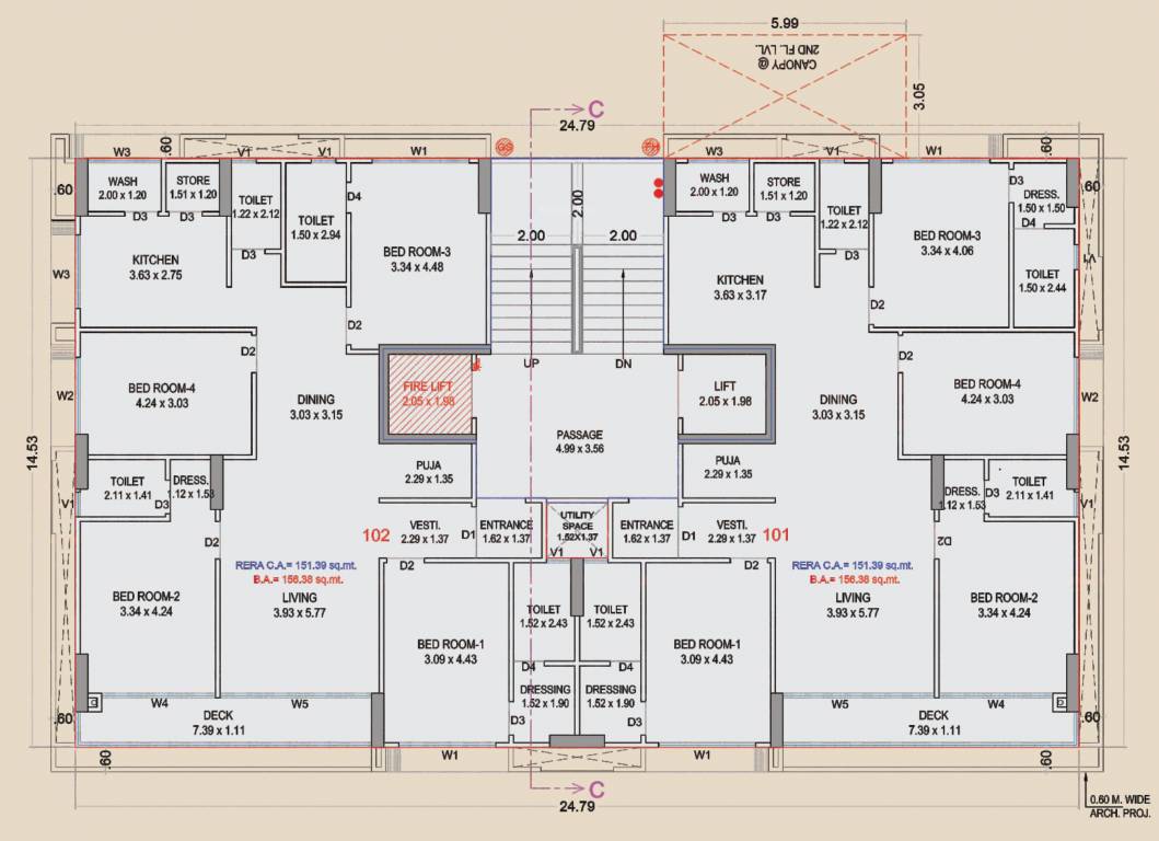  happy astoria C1,C2,C3,C4 Cluster Plan For Typical Floor Plan