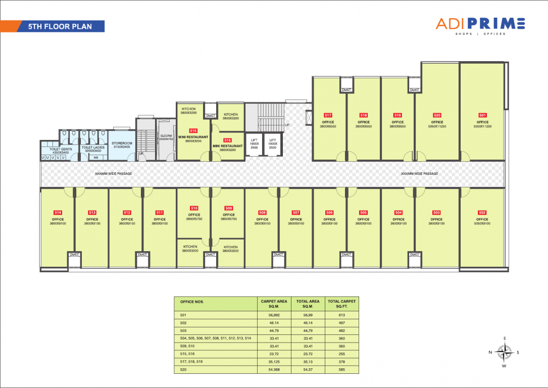  prime Adi Prime Cluster Plan for 5th Floor