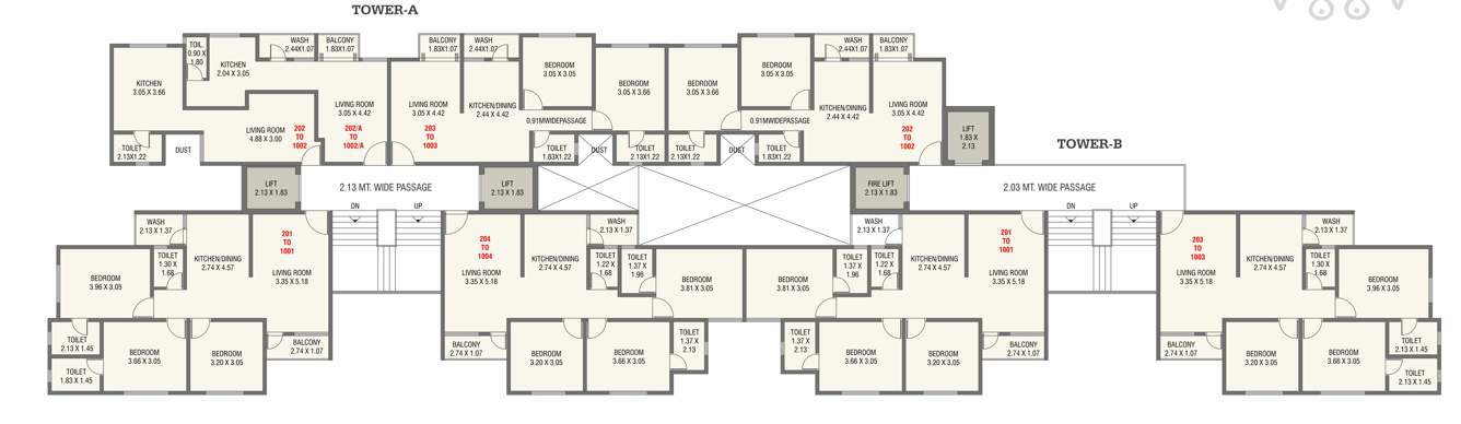  toran residency Block A,B Cluster Plan From 2nd To 10th Floor