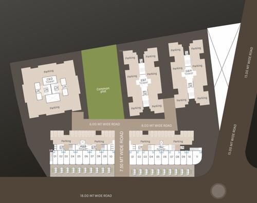  om-aashtha Block A,B,C,D,E,F,G,H,I,J Cluster Plan For Ground Floor