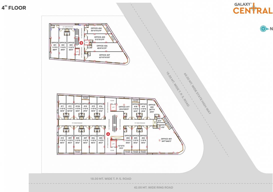  central A, B Cluster Plan For 4th Floor