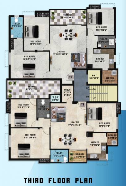  aathmika Block 1 And 2  Cluster Plan for 3rd Floor