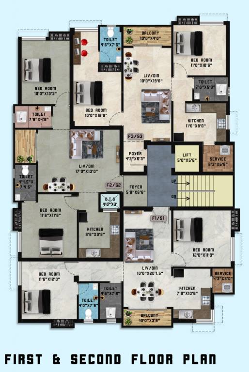  aathmika Block 1 And 2 Cluster Plan from 1st to 2nd Floor