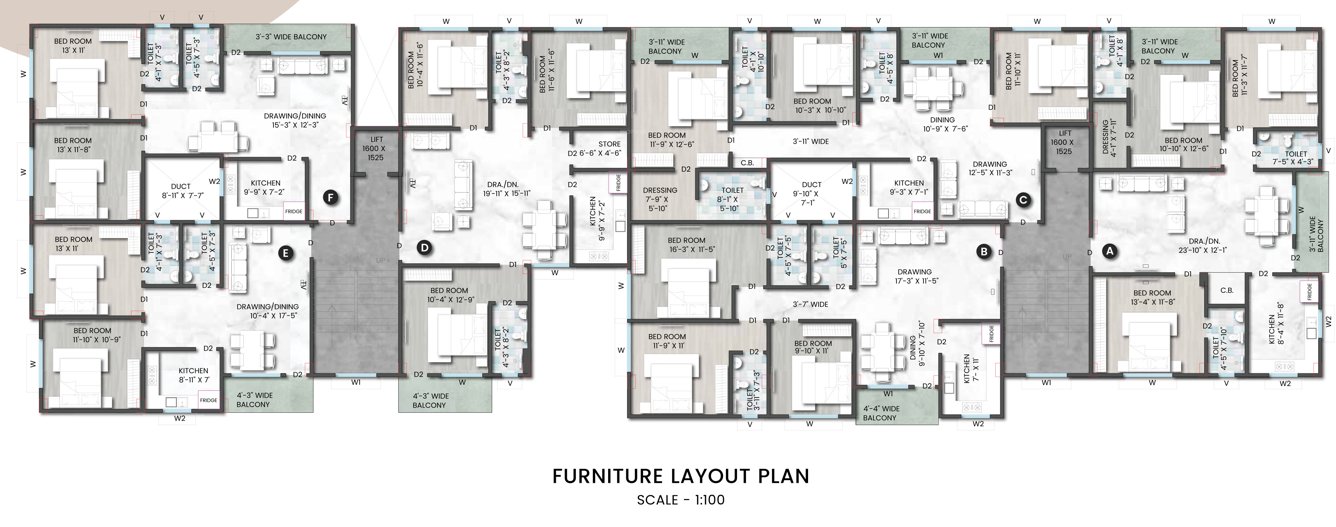  prithvi enclave Prithvi Enclave Cluster Plan from 1st to 4th Floor