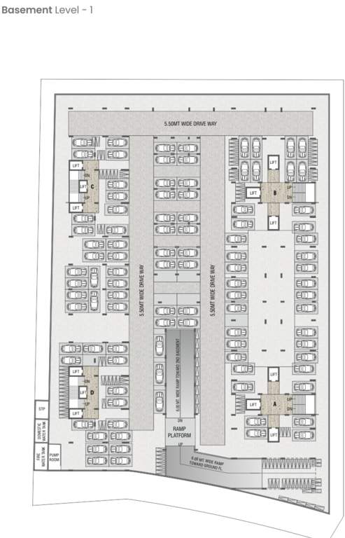  the avante  Block  A, B, C, D 1st Basement  Cluster Plan