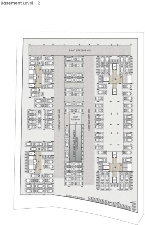  the avante  Block  A, B, C, D 2nd Basement Cluster Plan