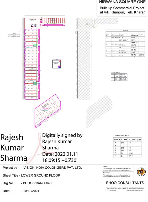  nirwana square one Block A , Block C, Block D, Block E, Block F Cluster Plan for ground Floor