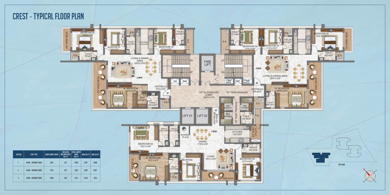  levels Block A Cluster Plan for Typical Floor
