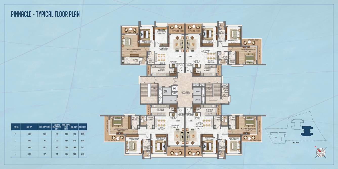  levels Block C Cluster Plan for Typical Floor
