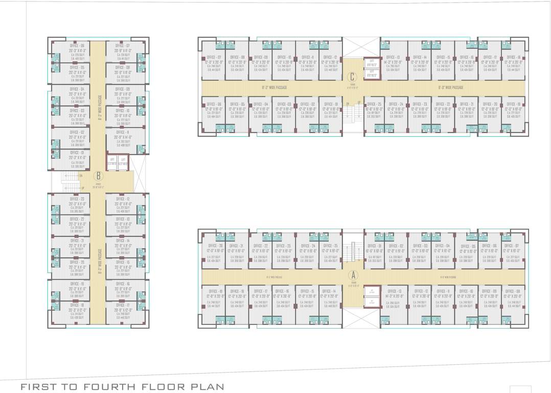  bijal business centre A To C Cluster Plan From 1st To 4th Floor