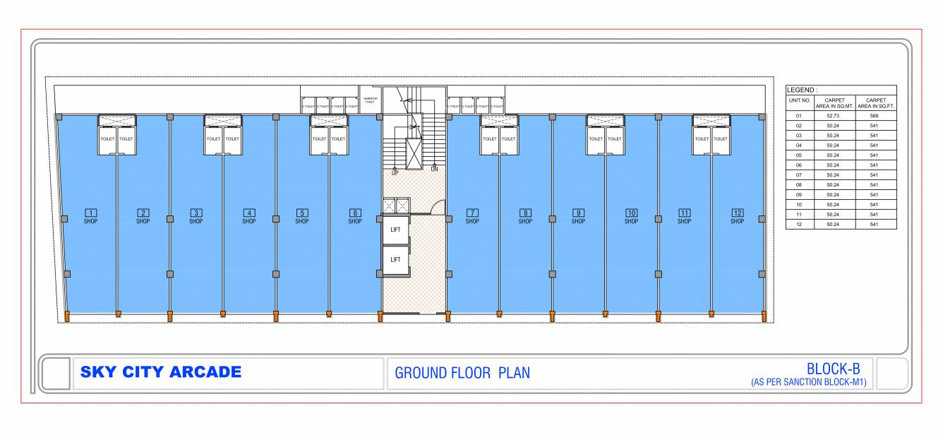  sky city arcade M2 Ground Floor Cluster Plan