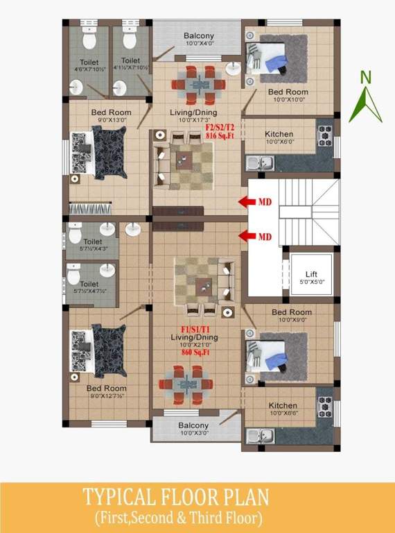 porur garden phase 2 Porur Garden Phase 2 Cluster Plan from 1st to 3rd Floor