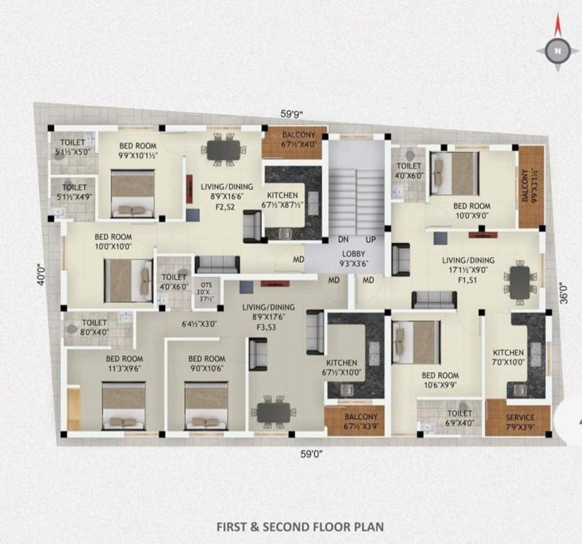  sai baba flats Sai Baba Flats Cluster Plan from 1st to 2nd Floor