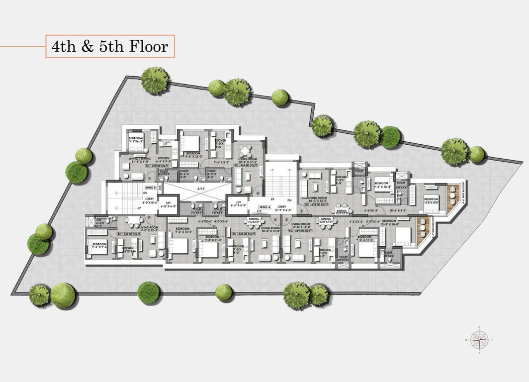  casa A Wing Cluster Plan