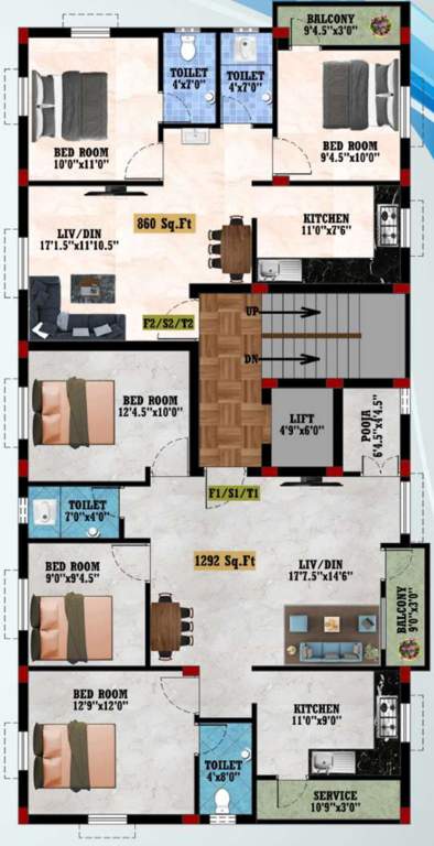  hemavathi apartments Hemavathi Apartments Cluster Plan From 1st To 3rd Floor