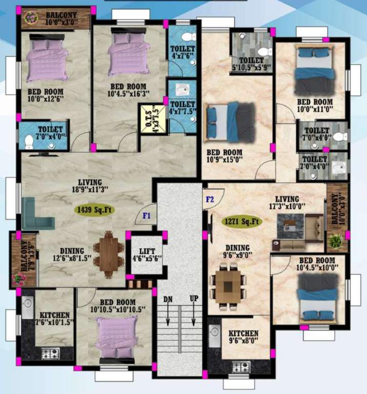  srinidhi apartments Cluster Plan For 1st Floor