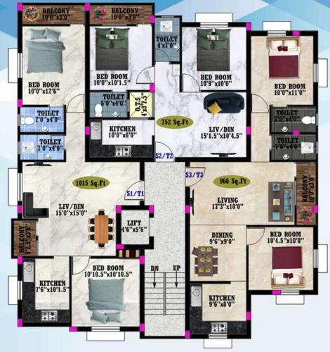  srinidhi-apartments Cluster Plan From 2nd To 3rd Floor