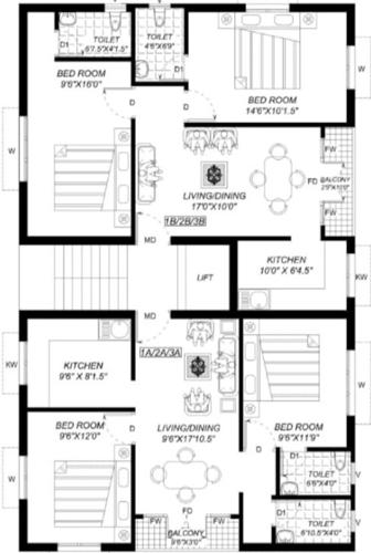  rajeswari-flats Rajeswari Flats Cluster Plan For Typical Floor Plan