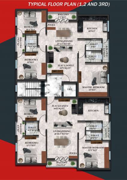  kandy Kandy Cluster Plan from 1st to 3rd Floor