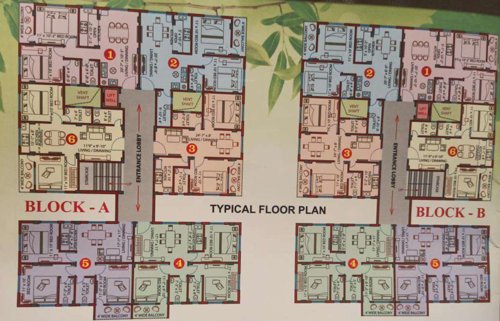  shakuntala-abasan Block A & B Cluster Plan from 1st to 4th Floor