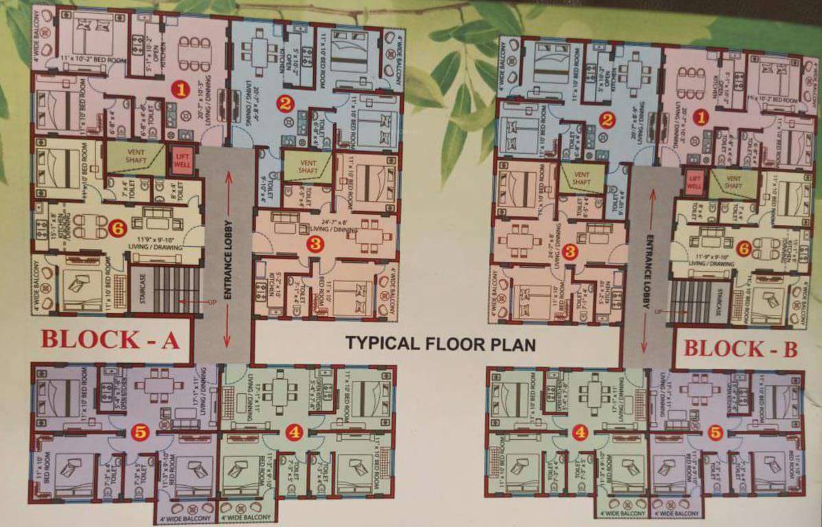  shakuntala abasan Block A & B Cluster Plan from 1st to 4th Floor