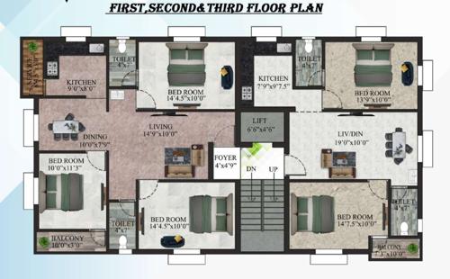  amirtha-varshini-apartments Amirtha Varshini Apartments Cluster Plan from 1st to 3rd Floor
