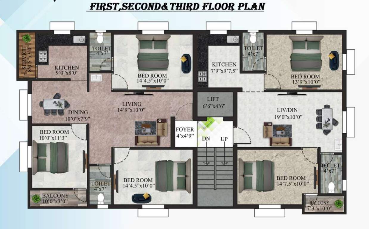  amirtha varshini apartments Amirtha Varshini Apartments Cluster Plan from 1st to 3rd Floor