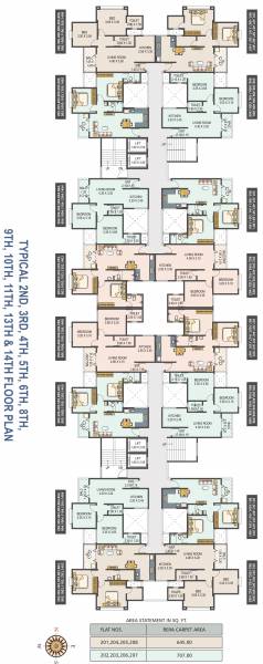  towers Wing A, B Typical Cluster Plan