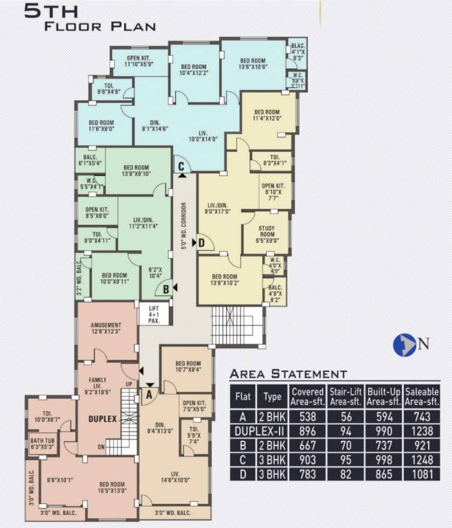  aakar abasan Aakar Abasan Cluster Plan for 5th Floor