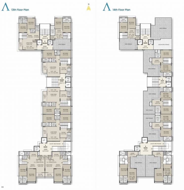  atlantis elevate Block A, B And C Cluster Plan from 13th to 14th Floor