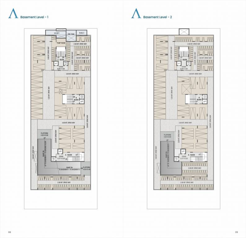  atlantis elevate Block A, B And C Cluster Plan from 1st to 2nd Basement 