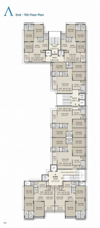  atlantis elevate Block A, B And C Cluster Plan from 2nd to 11th Floor