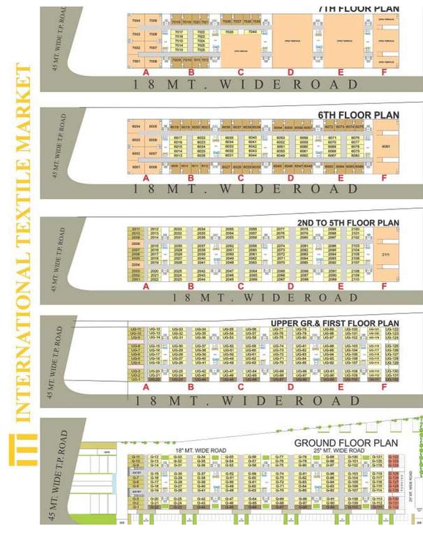 international textile market A+B+C+D+E+F Typical Cluster Plan