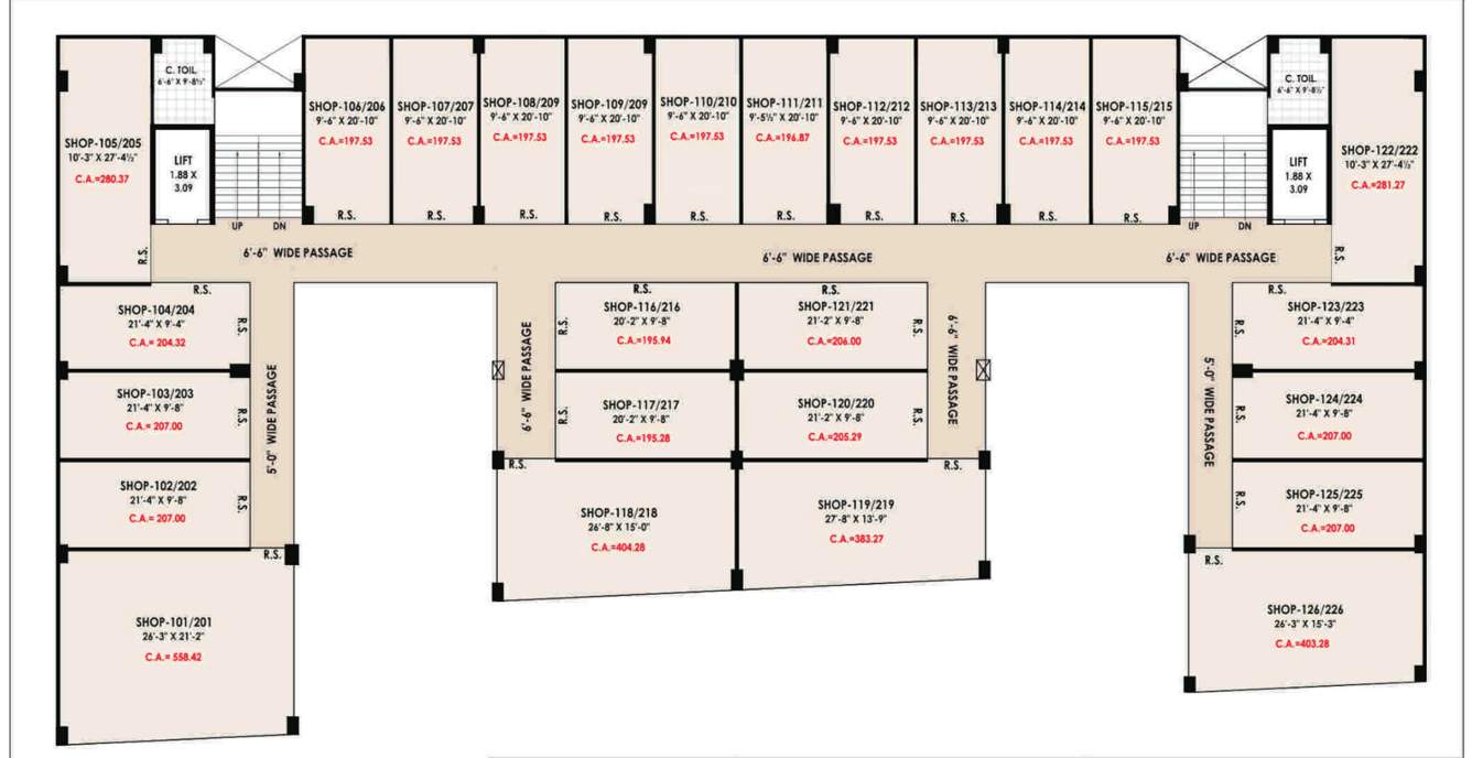  omkar plaza Omkar Plaza Cluster Plan from 1st to 2nd Floor