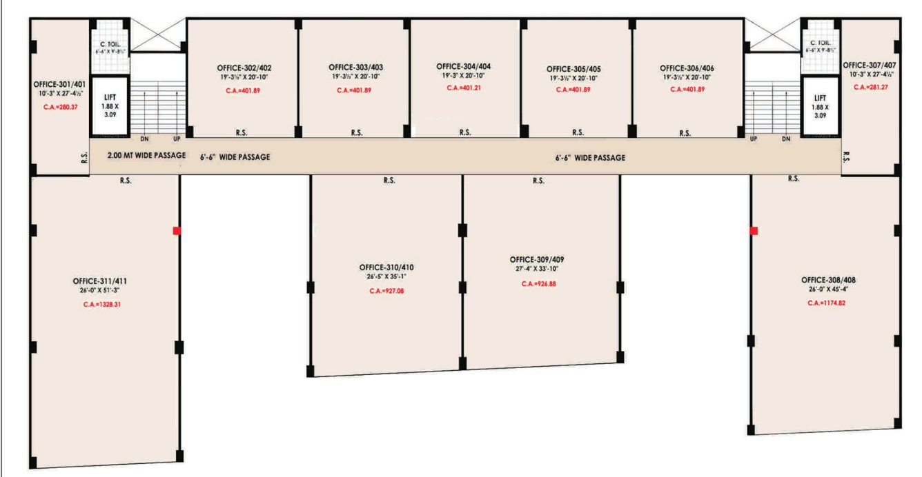  omkar plaza Omkar Plaza Cluster Plan from 3rd to 4th Floor