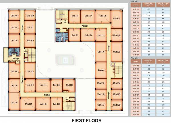  commercial-complex-lucknow A, B Cluster Plan For 1st Floor