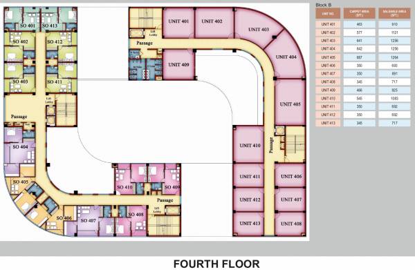  commercial-complex-lucknow A, B Cluster Plan For 4th Floor