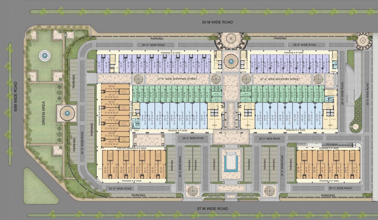  downtown mohali Block A,B,C,D,E,F,G Cluster Plan For Ground Floor