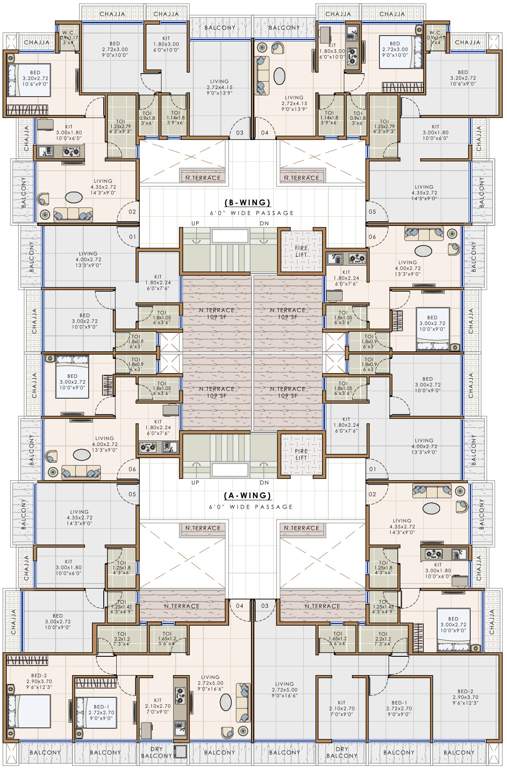  chandar heights A And B Wing Cluster Plan For 1st Floor