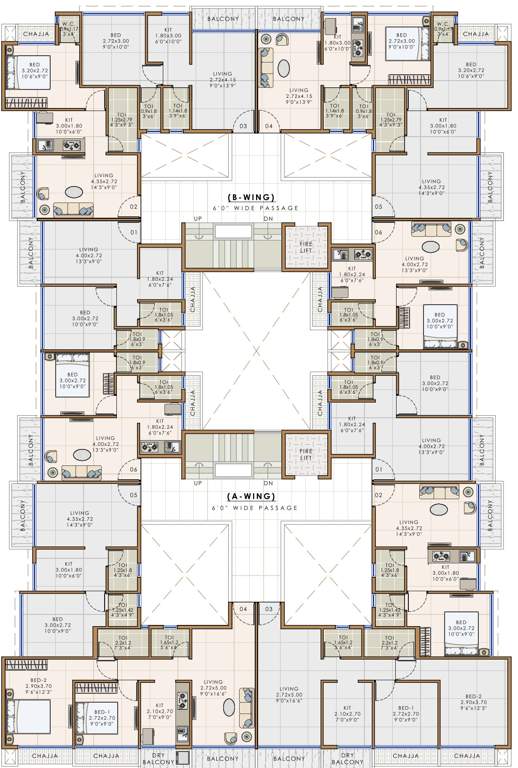 chandar heights A And B Wing Cluster Plan For 6th Floor