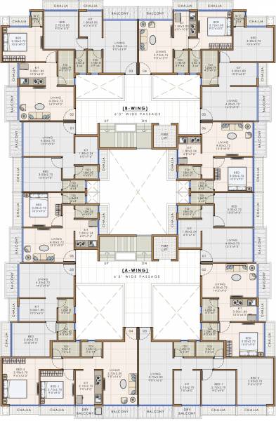  chandar-heights A And B Wing Cluster Plan From 2nd To 4th Floor
