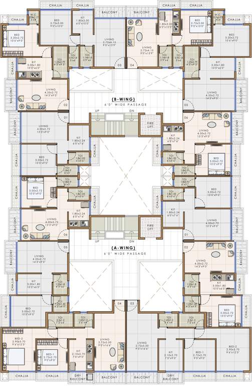  chandar heights A And B Wing Cluster Plan From 2nd To 4th Floor