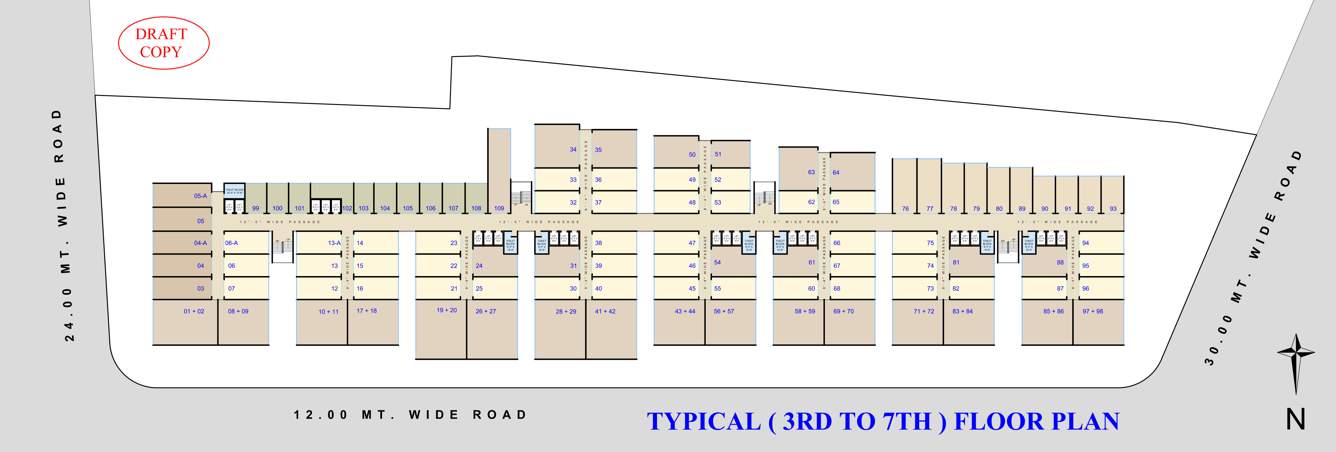  kuberji textile deck Kuberji Textile Deck Cluster Plan from 3rd to 7th Floor