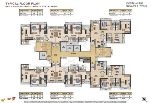  west-county-phase-6-dosti-maple Maple Wing A - Building No 4 Cluster Plan for 1st Floor